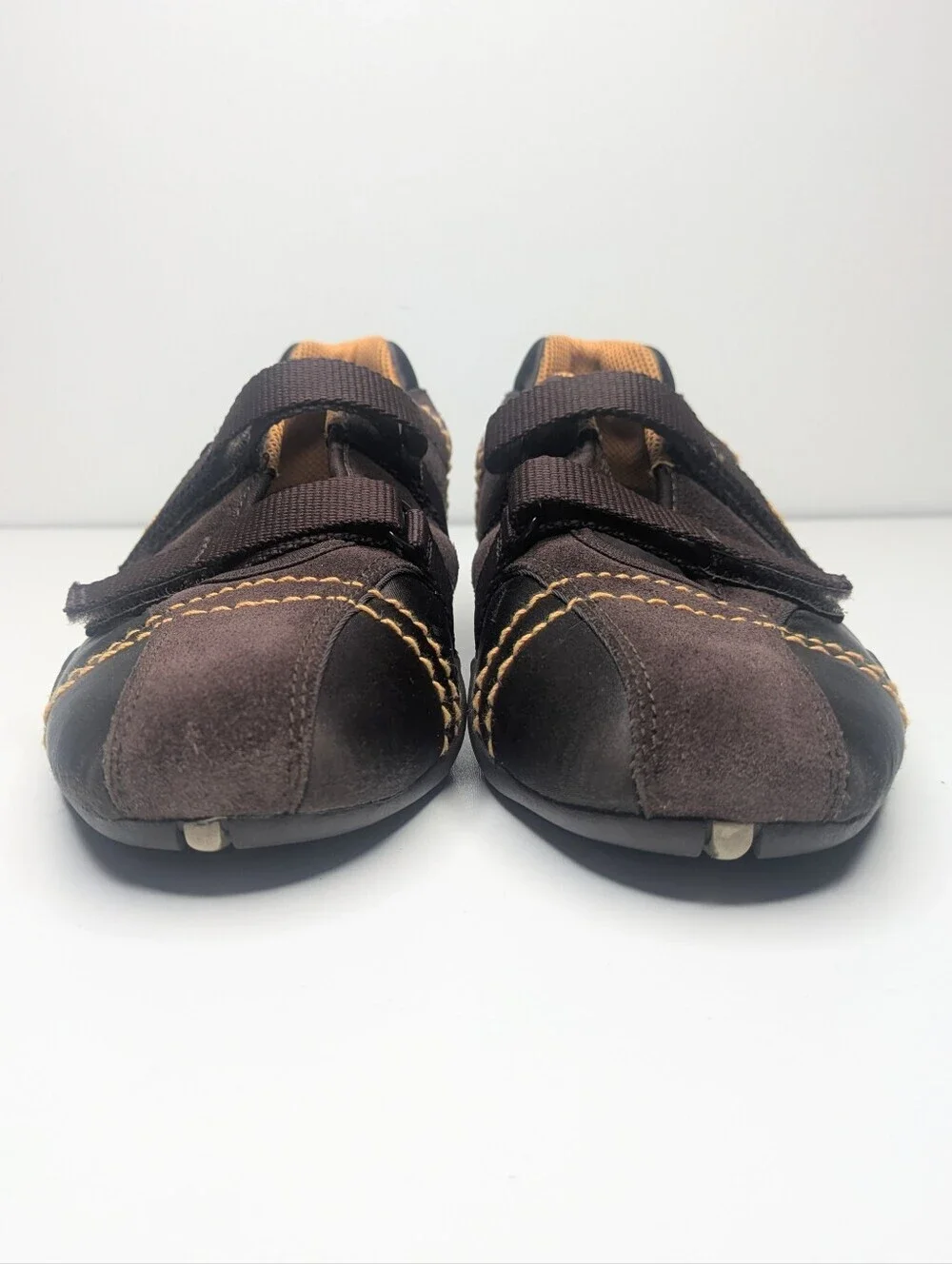 Michelle K Sport Suede Satin Sneakers Sneakerinas Ballet Brown Orange Size 7